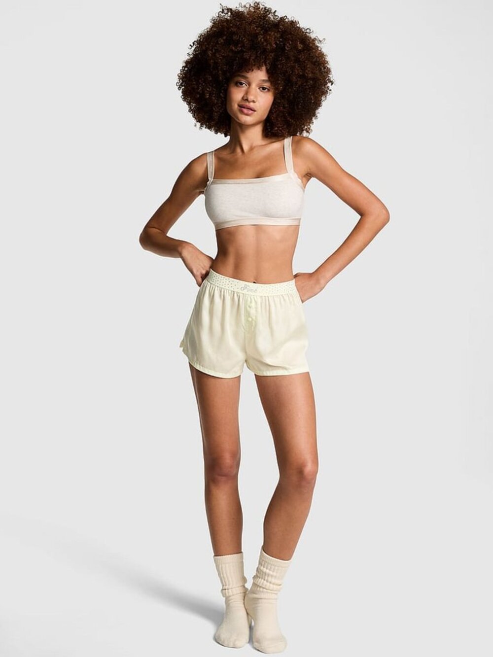 PINK Victoria's Secret Creamer White Diamante Pajama Shorts In Size XXL NWT